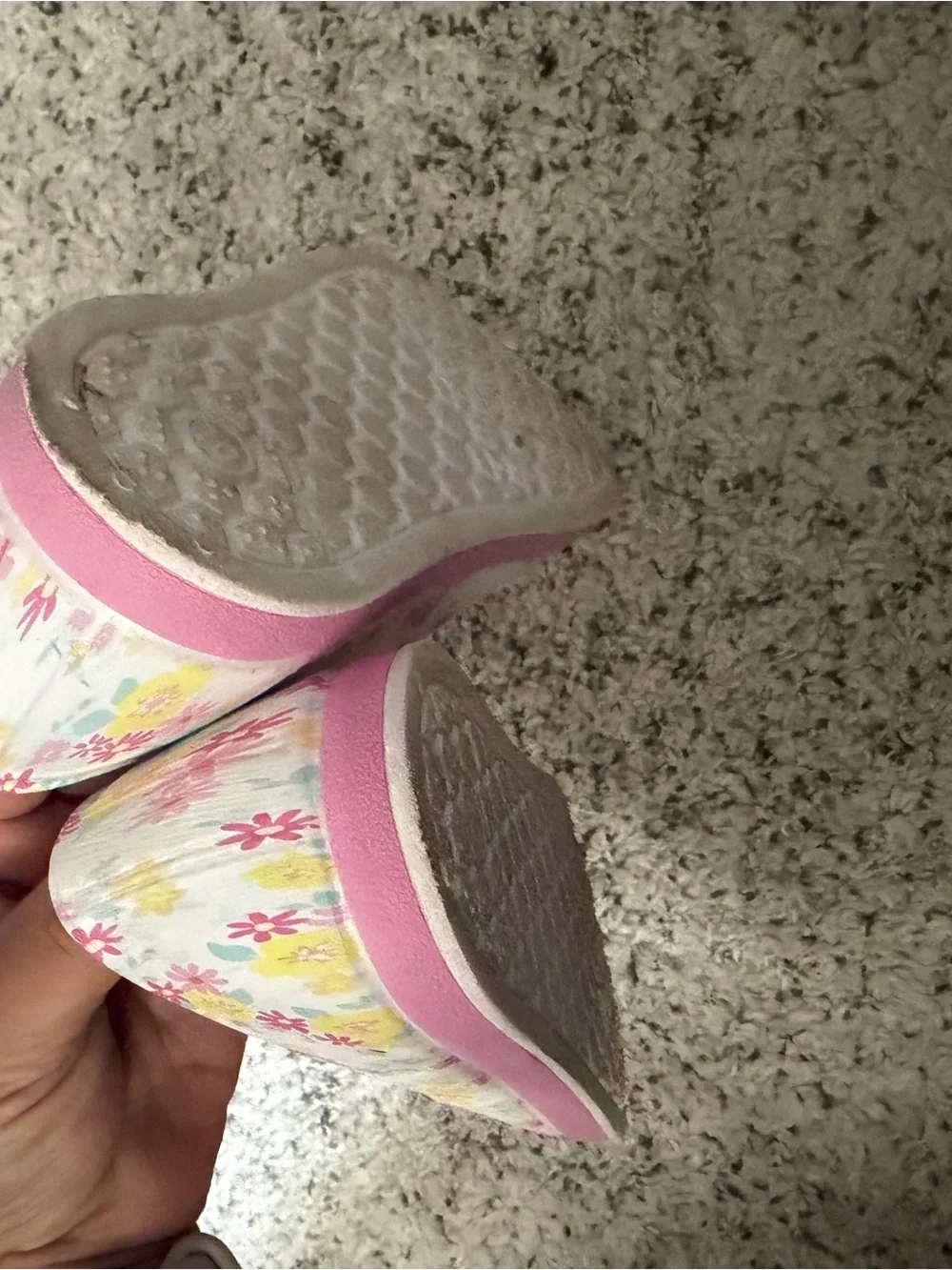 Cat & Jack Floral Slip-Ons in Pink, Yellow & White waterproof Euc size 10